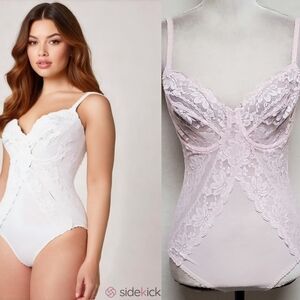 Dolores by Poirette Vintage 60s Union Made Baby Pink Lace Bodysuit Lingerie